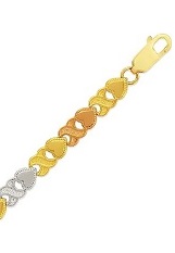 mini real gold diamond cut heart design baby bracelet
